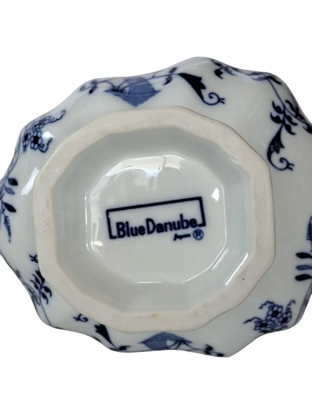 VTG Blue Danube Blue Onion Gravy Sauce Boat Porcelain 18oz Rectangle Mark Japan